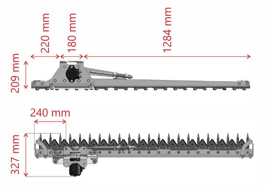 Hydrauliczne nożyce do żywopłotu Jansen FMB-180, Hydrauliczna listwa tnąca