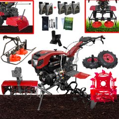 AKTIVE SET WM1100FE-6 DIFF PRESTIGE TWO-WHEEL TRACTOR WITH ROTARY MOWER AND BACK ROTARY