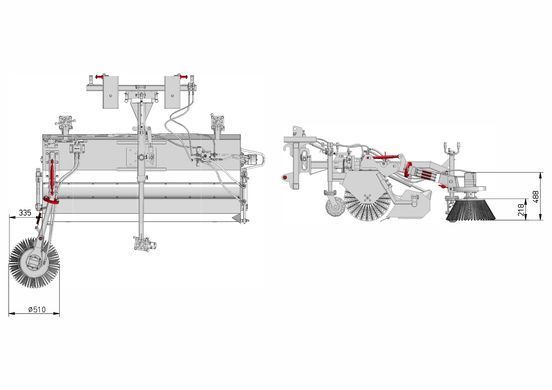 Бічна щітка для підмітальної машини трактора Jansen JK-200, Гідравлічна JK200